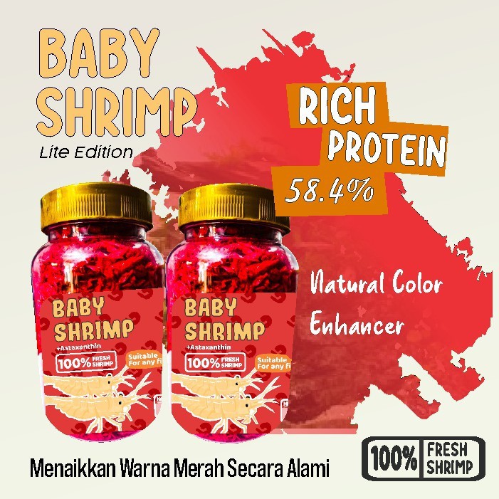 Pelet Makanan Ikan Baby Shrimp Merah Naikan Warna Merah Cupang Channa Arwana IKANESIA