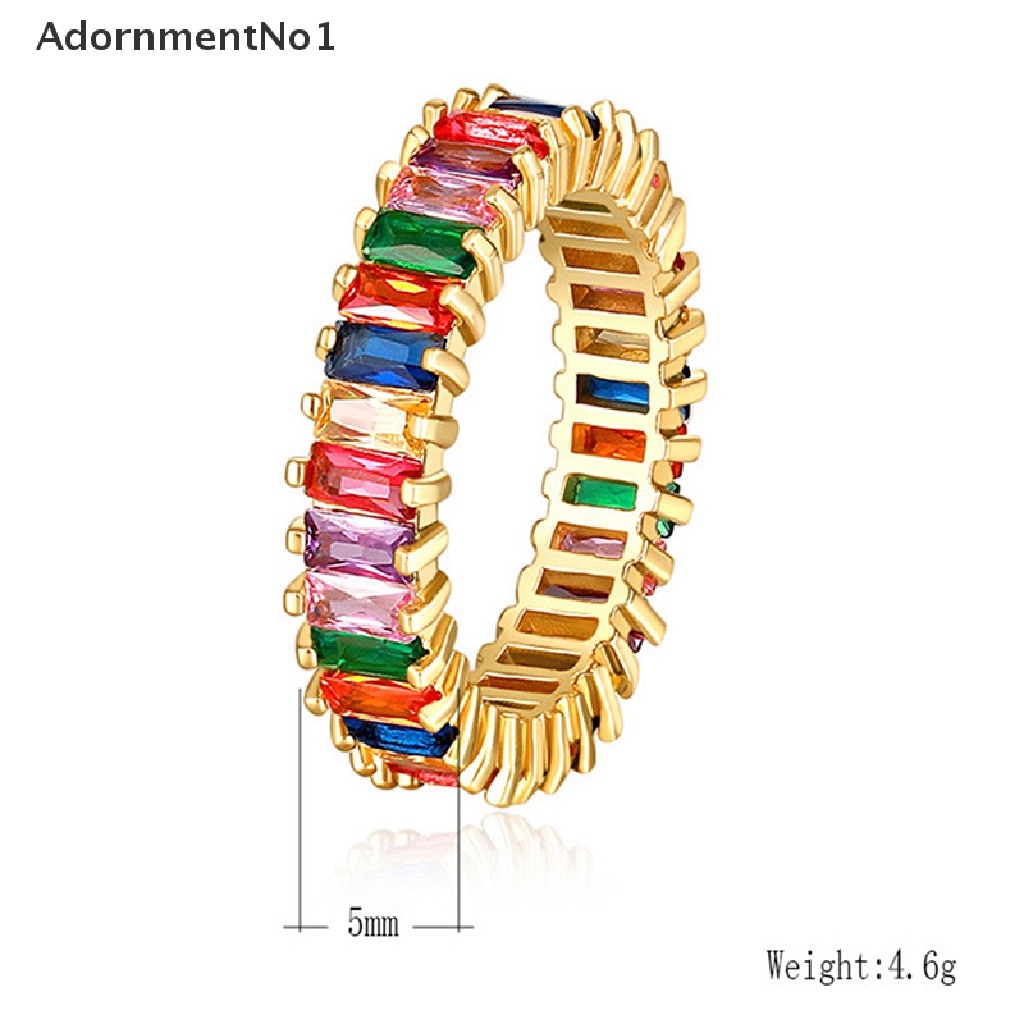 (AdornmentNo1) Cincin Gaya Hip Hop Aksen Zirconia Multiwarna Untuk Perhiasan Pria / Wanita