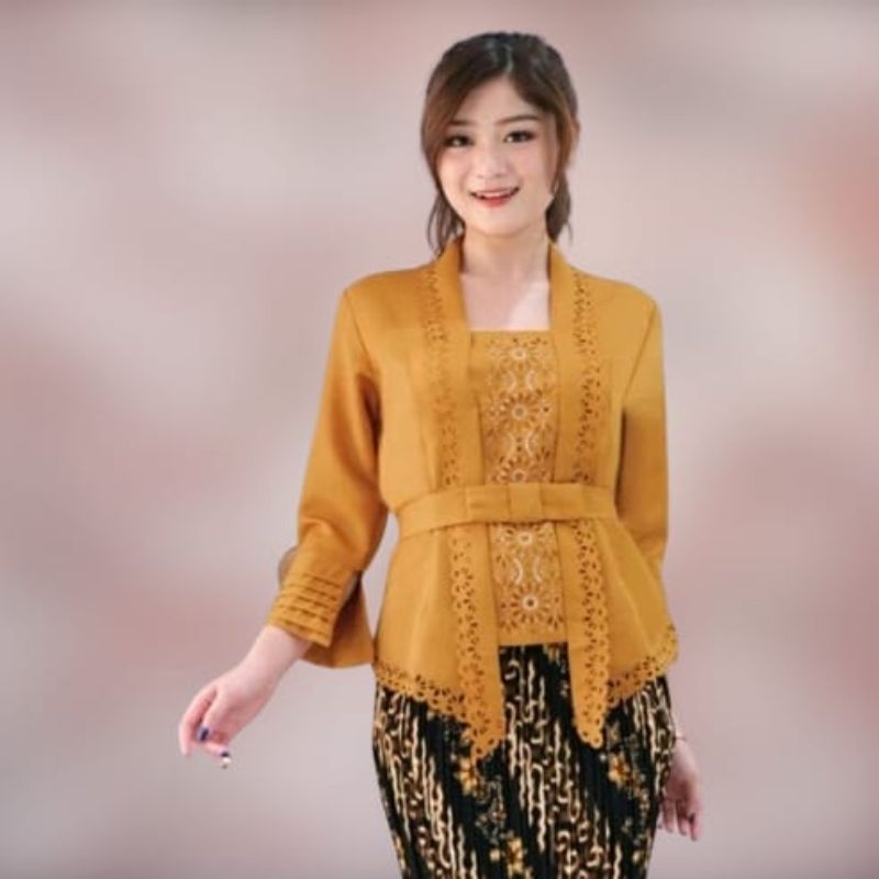 Atasan Blouse Kebaya Kutu Baru Katun Laser Import Lengan 3/4 Encim  Wanita