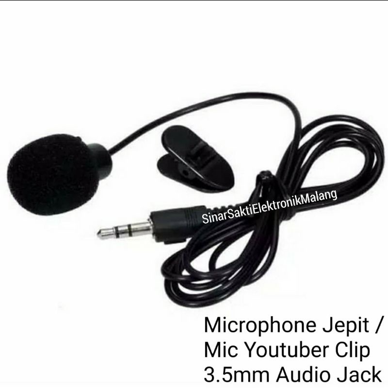 Microphone Jepit Mic Youtuber Clip 3.5mm Audio Jack Komputer Kabel