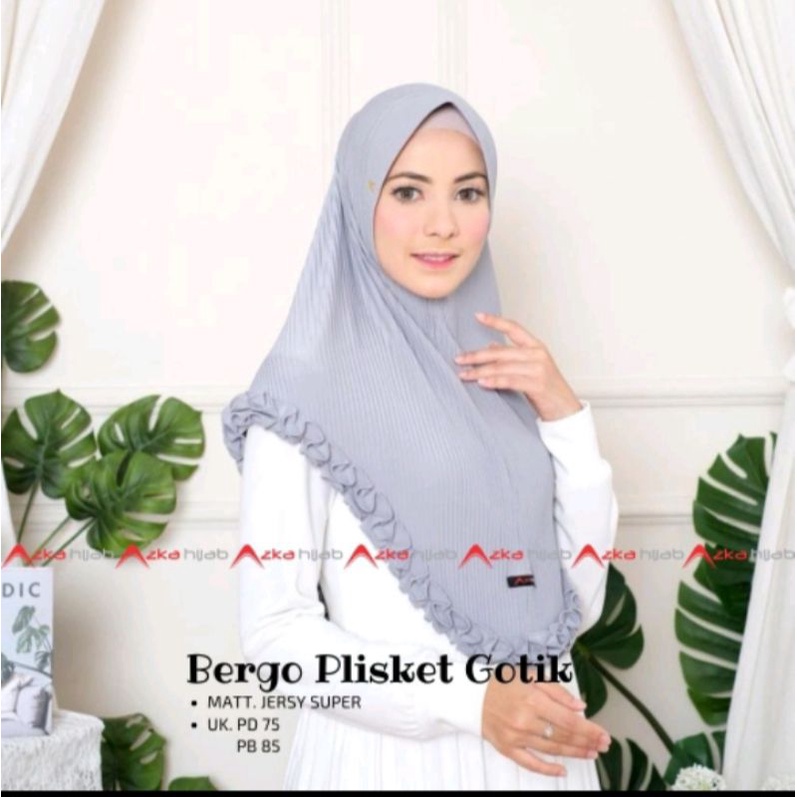 AZKA JILBAB INSTAN PLISKET REMPEL/HIJAB JERSEY/BERGO PLISKET GOTIK