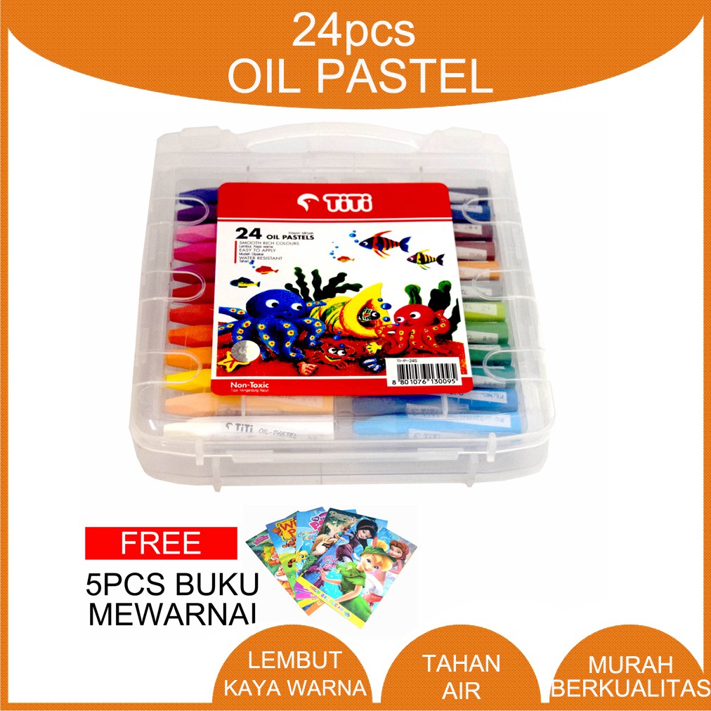 

Mewarnai Titi crayon 24 oil pastels krayon minyak free buku gambar 5pcs