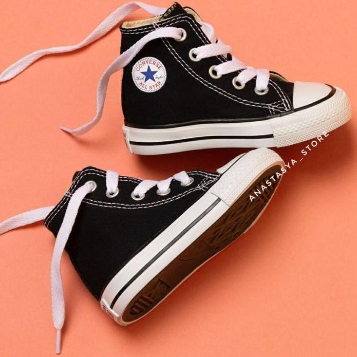 (HARGA TERMURAH) Terbaru Sepatu sekolah anak SD converse alstar Hitam Garis Putih UKURAN 31-35