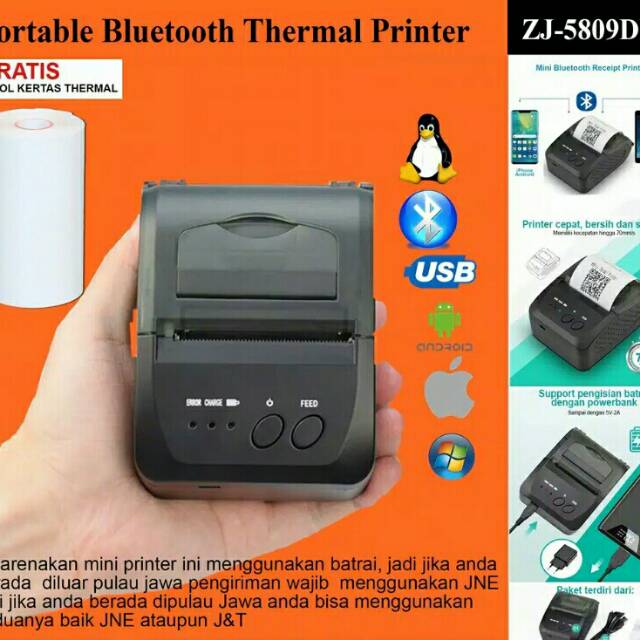 Printer bluetooth thermal Zjiang