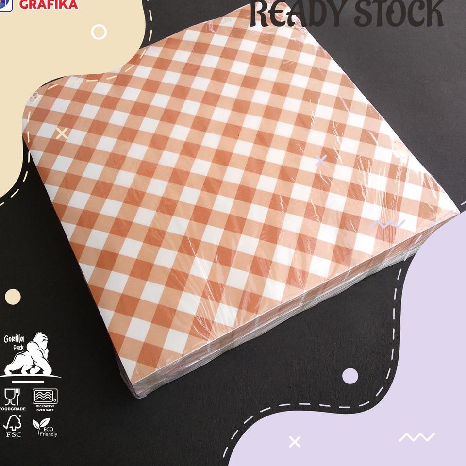 

J99 READY STOCK Kertas Roti Motif Kotak-Kotak/Gingham Foodgrade - Wrappaper/Kertas Bungkus Gorilla P