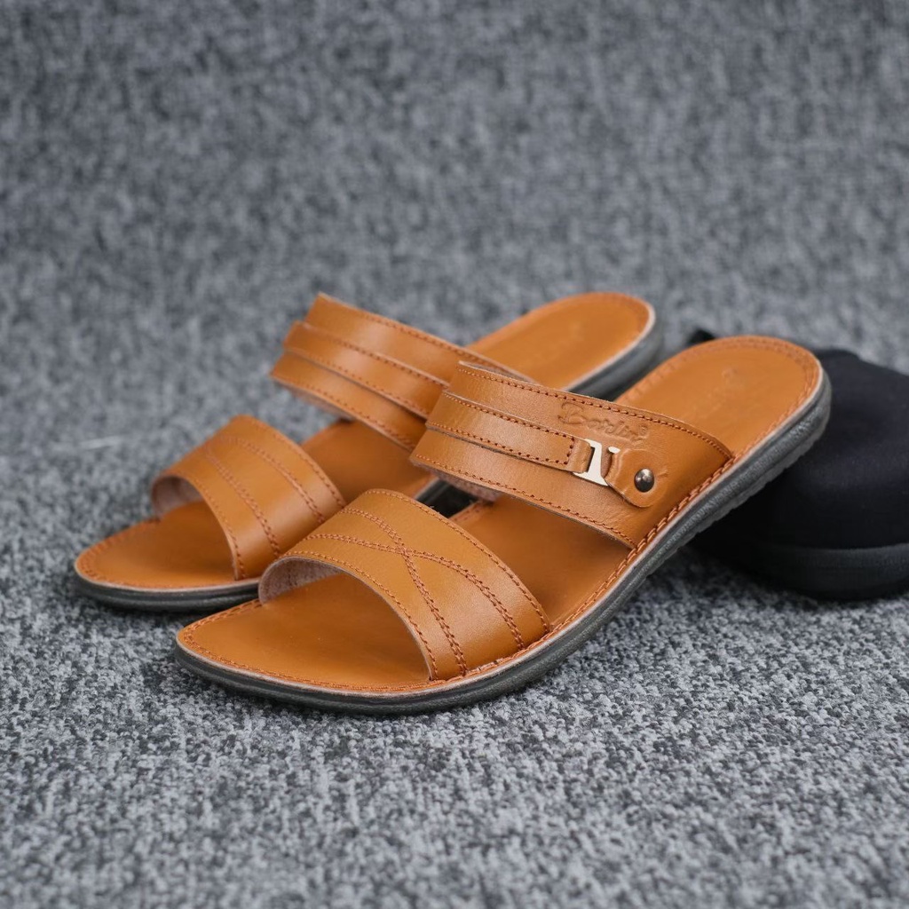 SANDAL SLIDE PRIA DEWASA SANTAI PRIA MINING BARLIN SLOP KULIT ASLI ORIGINAL CASUAL 100% PRIA KERJA KANTOR NYAMAN || SANDAL SLOP PRIA INDIAN TERBARU LEBARAN 2022