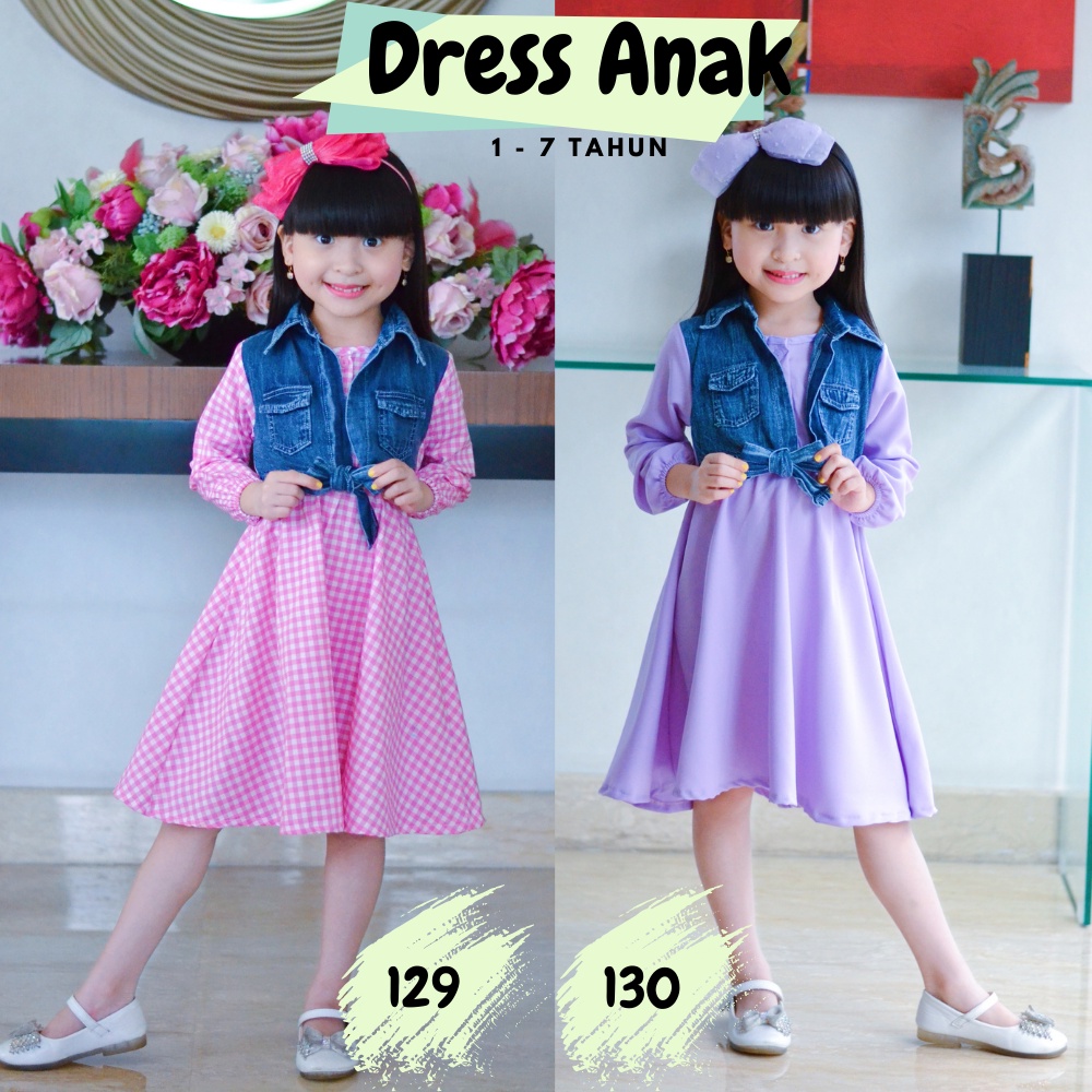 ( 1 - 7 tahun ) Dress Anak Kecil Perempuan Fashion / Tunik Anak Fashion - LEVA JEANS DRESS-  ZM 129 