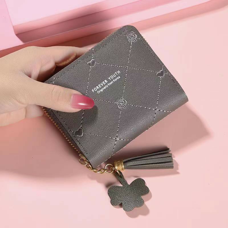 DOMPET MINI WANITA KEKINIAN FASHION CEWEK KOREA KARAKTER POLOS GLITER WALLET WOMEN A1