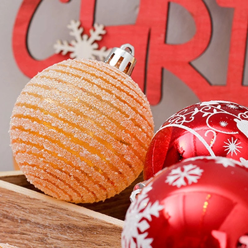 [Christmas Home Decoration Products] [24 Pcs Christmas decoration ball ][Red Gold Color Painted Ball Decoration Christmas Tree Pendant] [Xmas Home Decor Accessories]