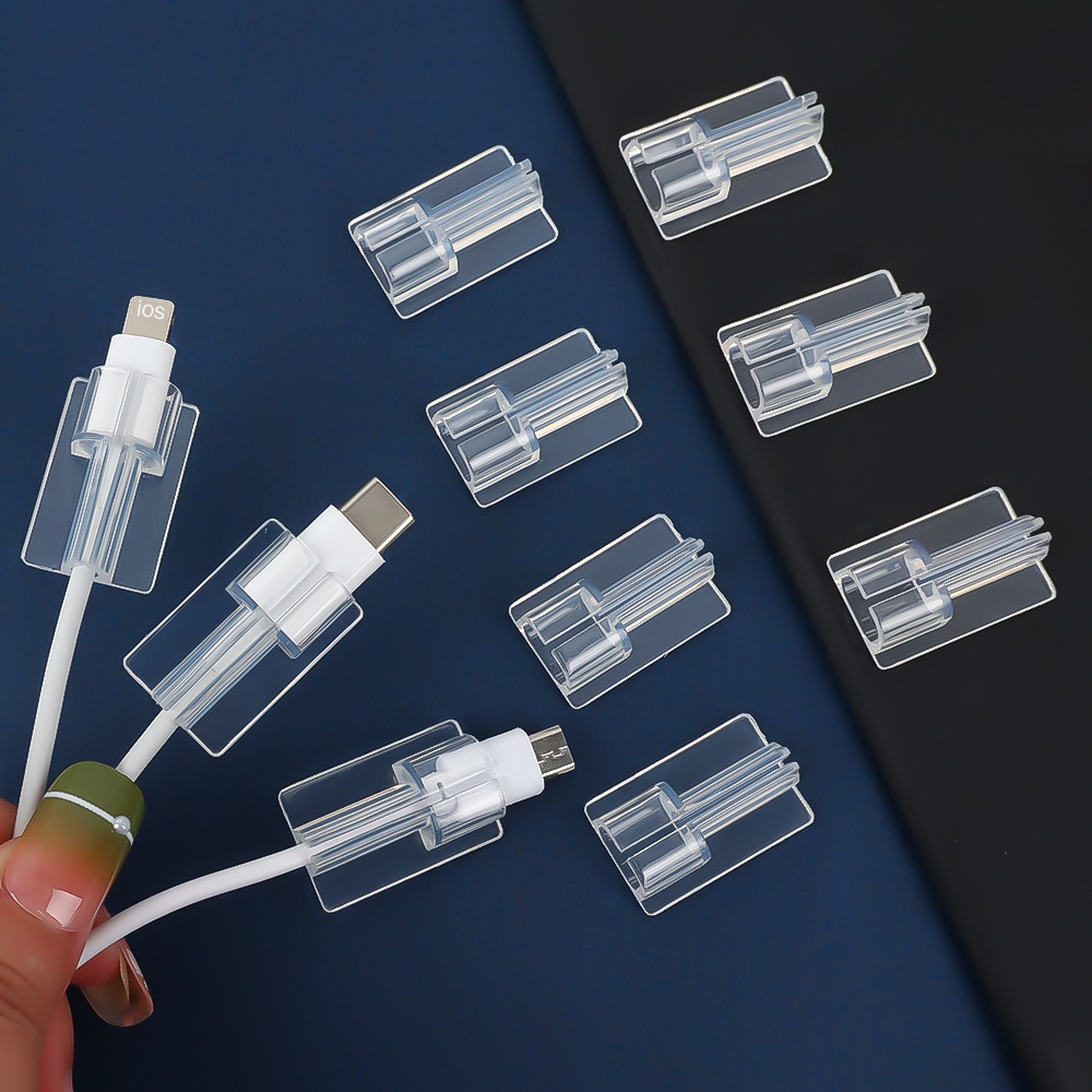 1 / 5Pcs Klip Pelindung Kabel Data Transparan Anti Pecah Untuk iPhone