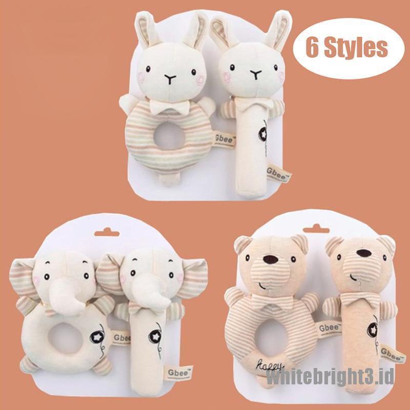 (white3) Mainan Rattle Boneka Plush Kartun Hewan Untuk Edukasi Bayi / Anak