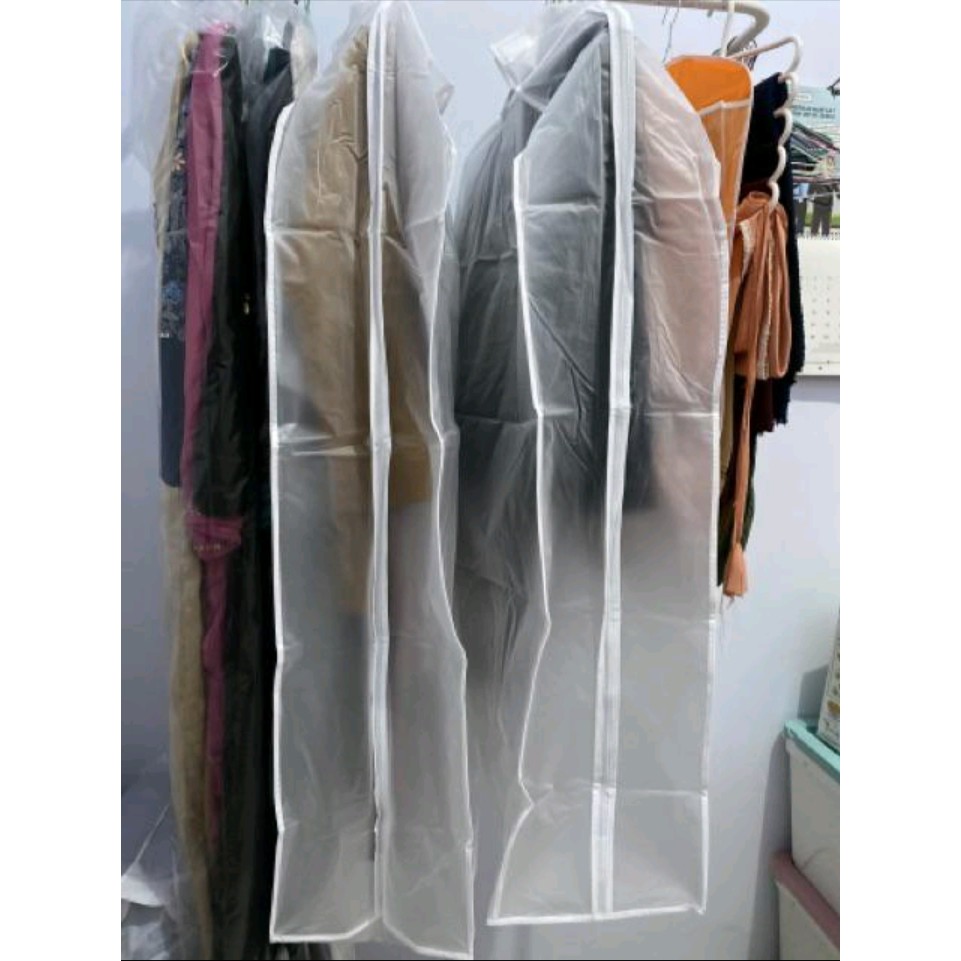 KR Plastik Cover Baju Reseleting Gantung Anti Debu Cover Plastik Penutup Pelindung Gantungan Baju Pakaian Gown Jas Transparan Untuk Lemari Gantung 2 pcs