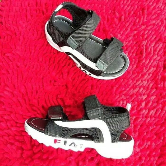 Super Murah SANDAL  FILA  KIDS BLACK SANDAL  ANAK Shopee 