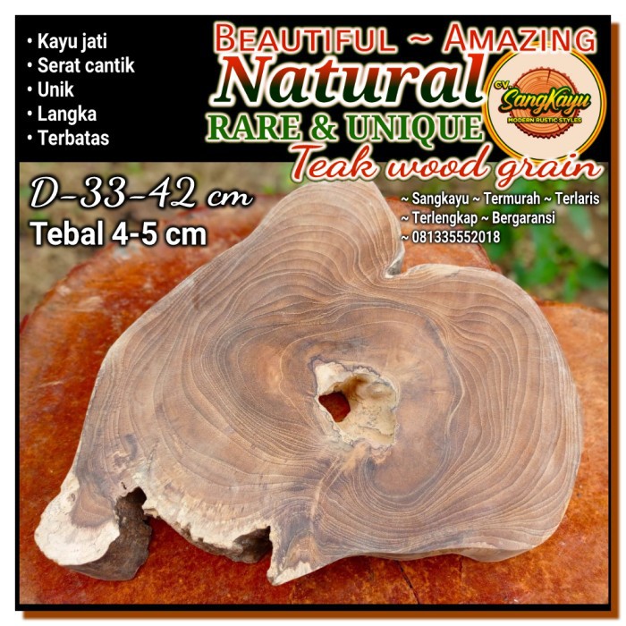 Amazing teak wood grain unique shape 33-42 cm properti foto dll