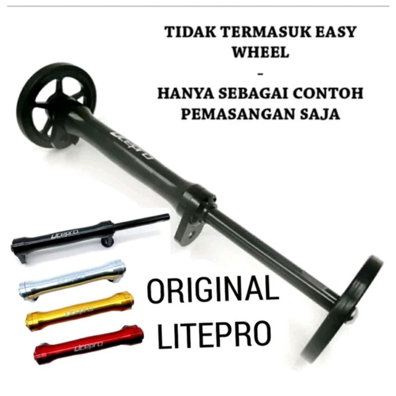 Litepro Ekstender extender easy Wheel Rod Rood Retracable Adaptor Adaptor Stand Parking Telescopic Telescopik Sepeda Lipat Seli For Brompton Pikes Trifold 3sixty Ekstension Extension Easywheel Aceoffix