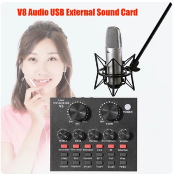 Soundcard V8 Mixer Audio USB External Sound Card V8 Bluetooth Sound