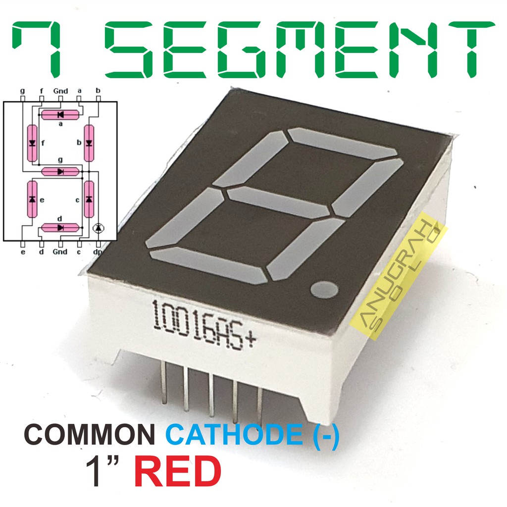 Seven Segment LED 7 Segmen 1 inch Merah 1 digit common Cathode 1inch