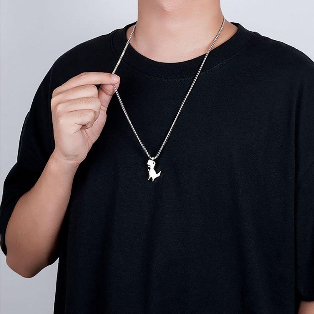 Kalung Rantai Klavikula Desain Hewan Dinosaurus Graffiti Gaya Korea Hip-Hop Untuk Perhiasan Unisex