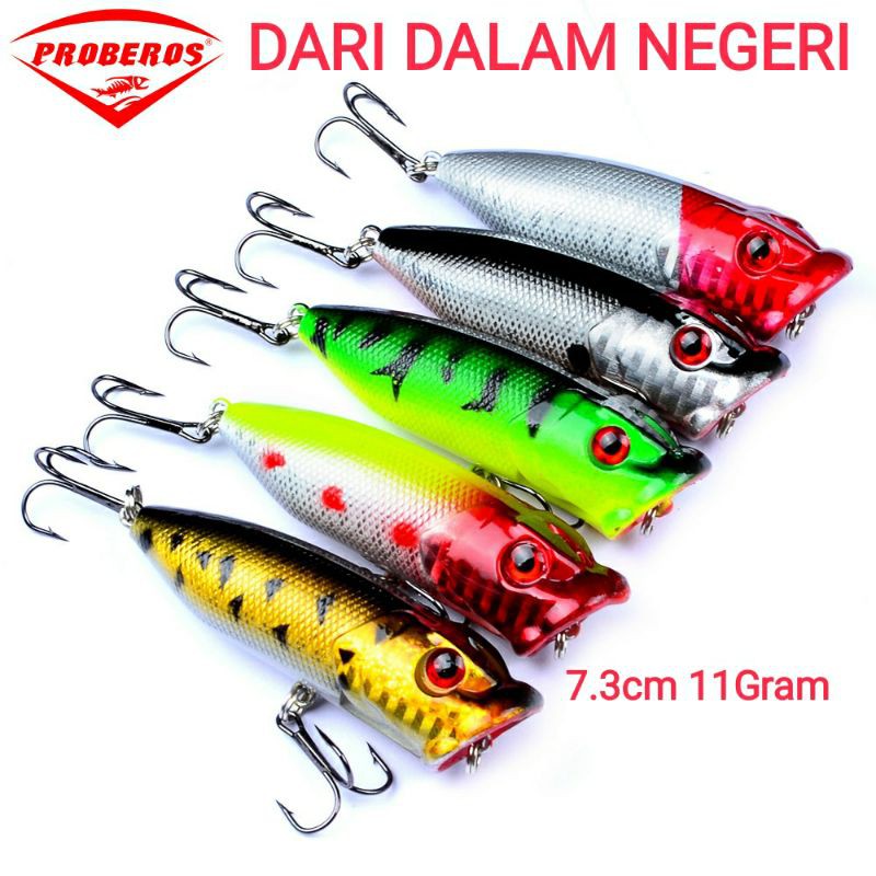 Umpan pancing popper topwater  11gram 7,3cm lure hard bait impor proberos