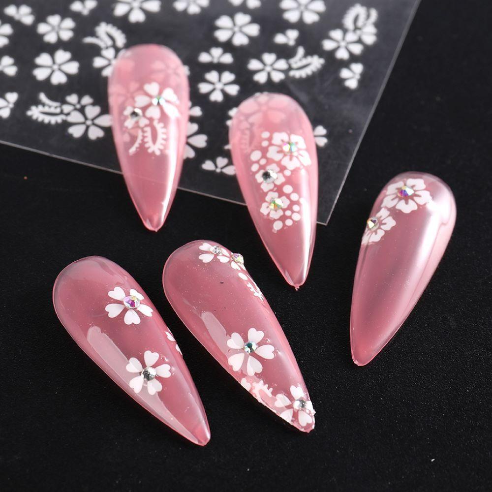 Preva Stiker Kuku Nail Art Dekorasi Slider Decals Perekat Putih