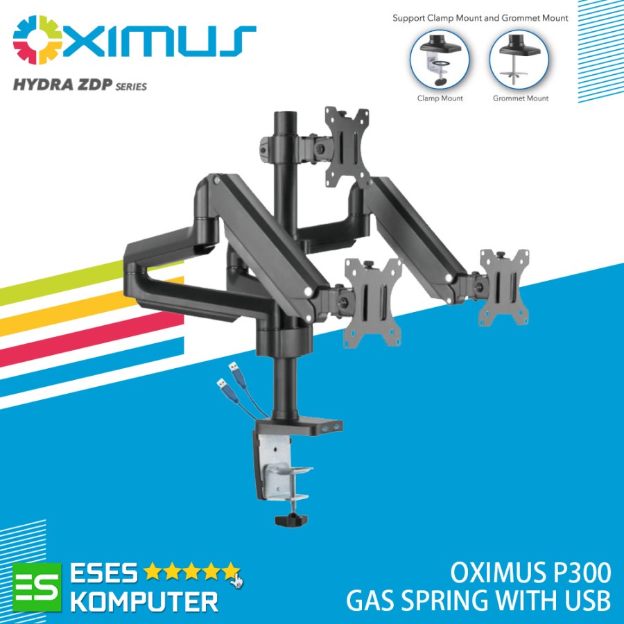 Bracket Monitor Gas Spring OXIMUS P300 USB | Triple Monitor LCD LED