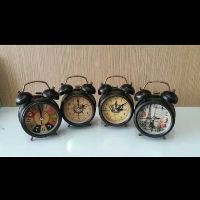 Promo COD Jam Alarm weker beker unik antik klasik classic motif kayu coklat