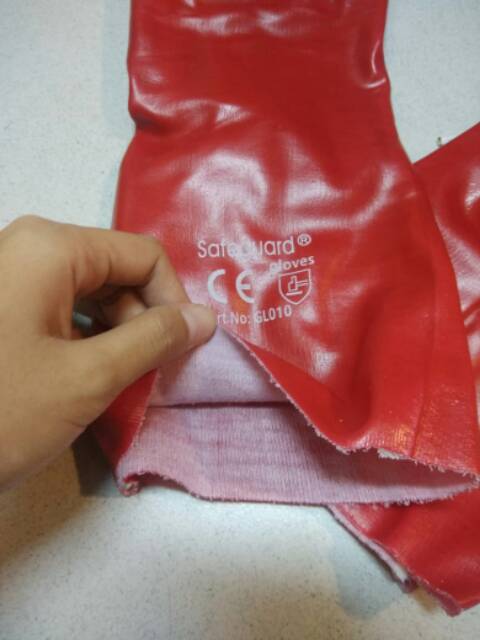 Sarung Tangan PVC 16 Inc Merah Tahan Panas Kimia Safety Gloves safeguard