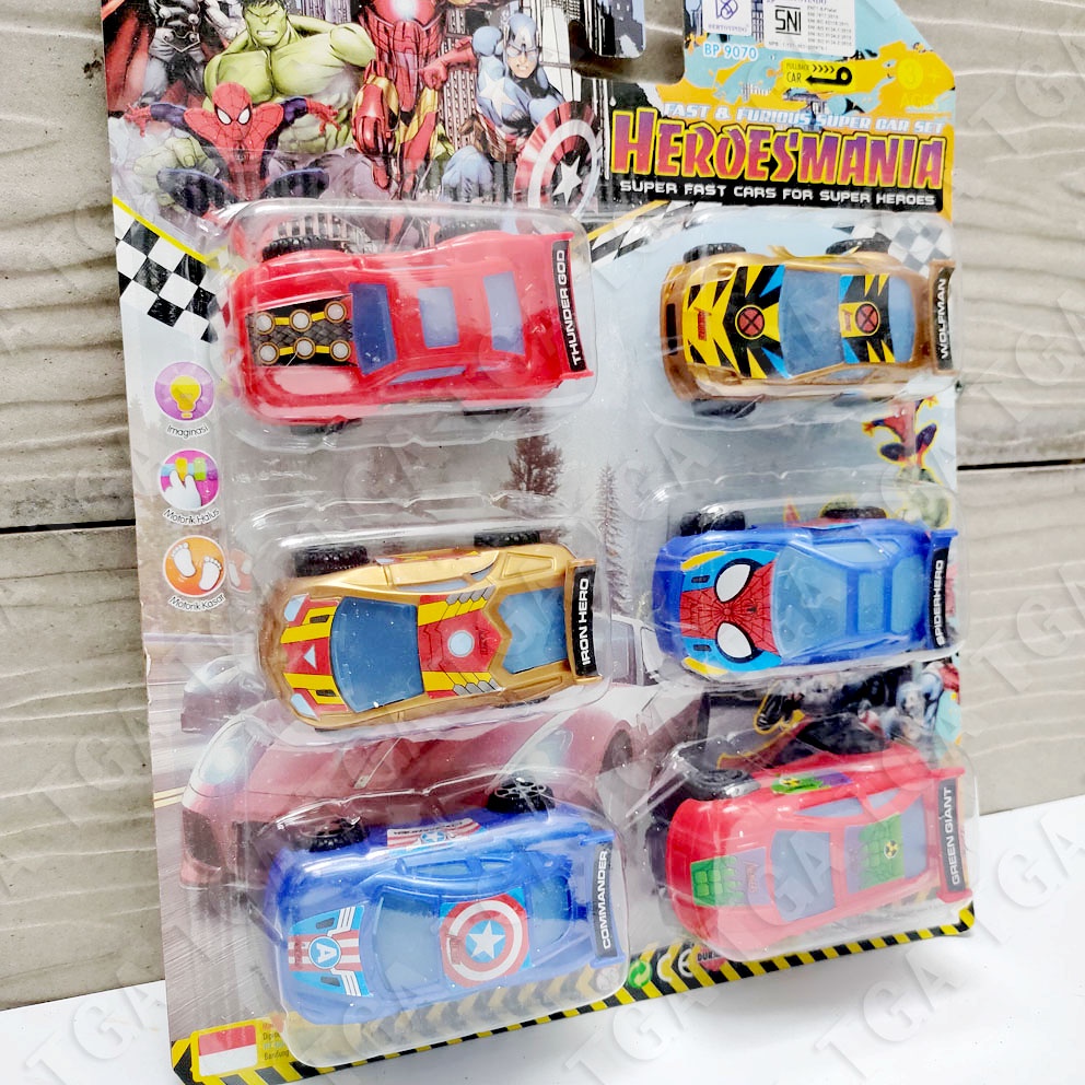 Heroesmania Super Car Mainan Mobil Mini Superhero Hulk Iron Man Spiderman Captain America