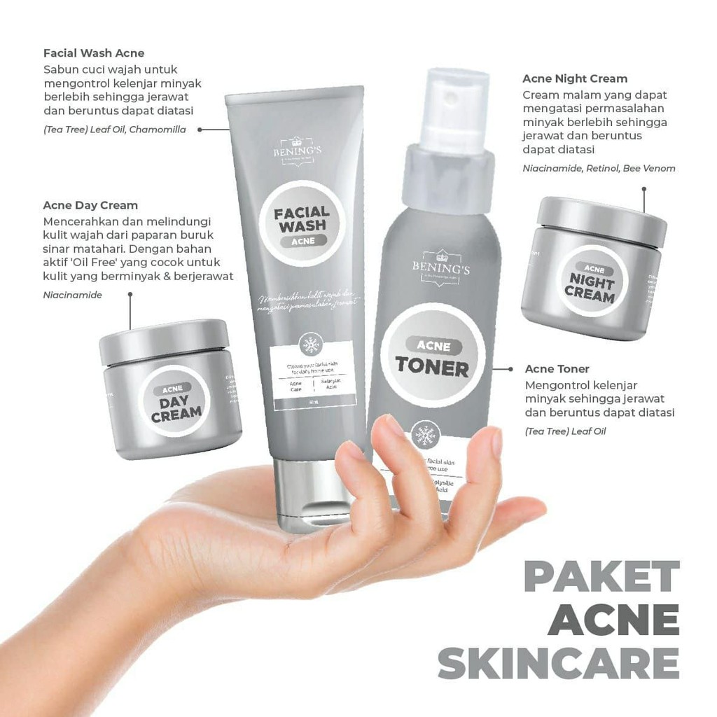 BENINGS SKINCARE BY DR.OKY PRATAMA PAKET ACNE / OILY (BENINGS CLINIC) PAKETAN JERAWAT BERMINYAK DAN BERUNTUSAN