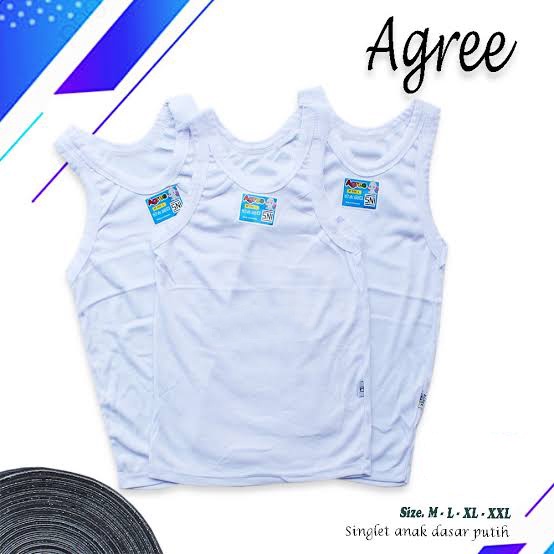 3 Pcs Singlet Agree SF 039 - Kaos Dalam Anak Laki Laki / Perempuan - Warna Putih