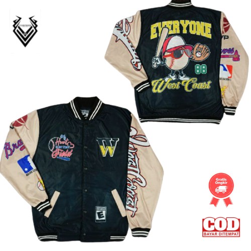 JACKET VARSITY BASEBAAL MOTIP TERBARU PRIA WANITA SAIZE L XL  - JAKET EVERYONE BAYAR DI TEMPAT-W 88 EVERYONE