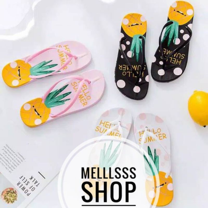 (STOK READY) SANDAL JEPIT MOTIF NANAS