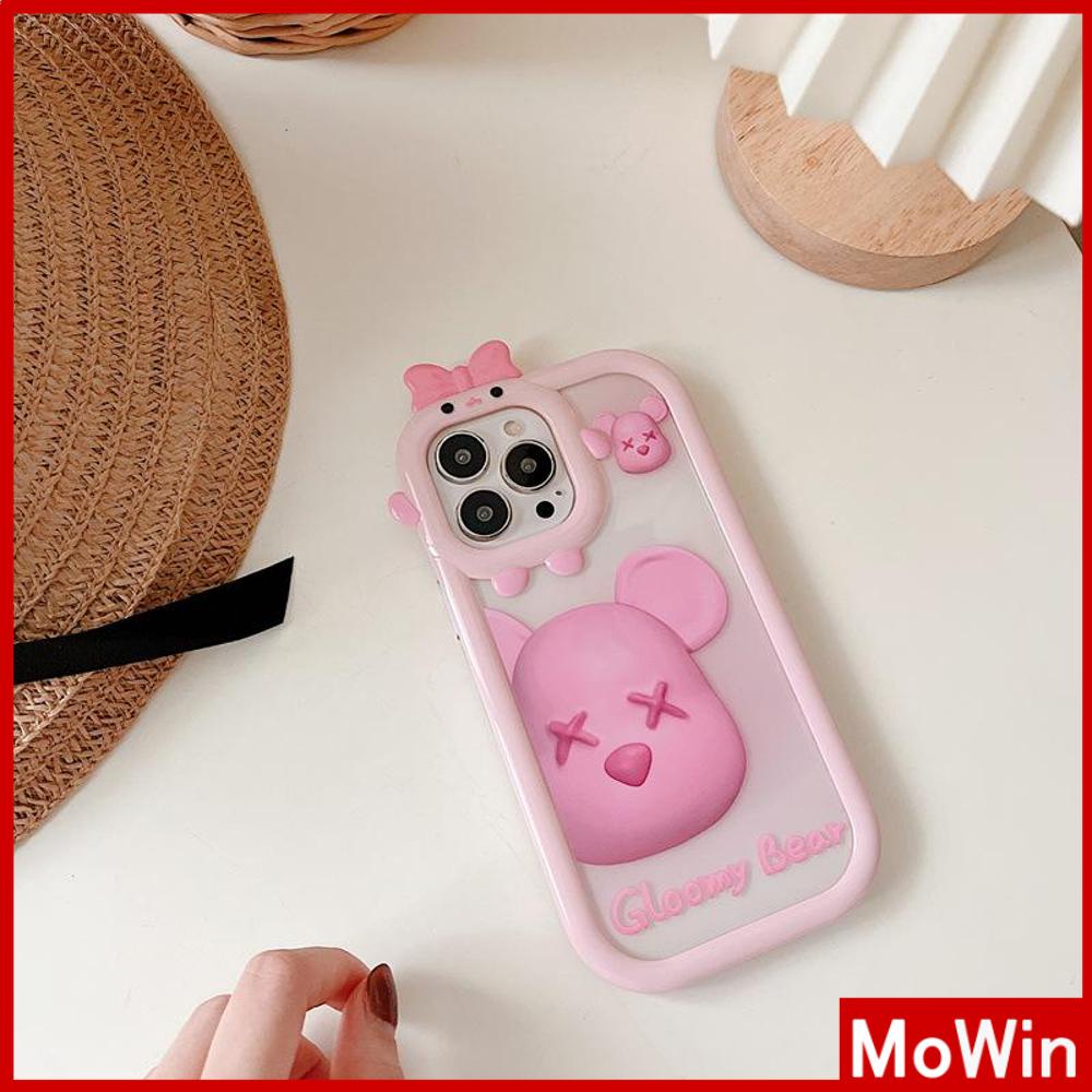 iPhone Case Silicone Soft Case Clear Case Airbag Shockproof Protection Camera Shiny Feel Pink Bear Cartoon Compatible For iPhone 11 Pro Max 13 Pro Max 12 Pro Max 7Plus xr XS Max