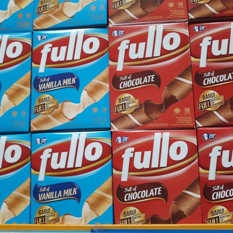 

Fullo 8gr SNACK WAFER FULLO RASA COKLAT FULL CHOCOLATE 8gr ISI 24PCS BUNGKUS Fullo box isi 24 × 8gr Fullo 8gr /YAP_snack001