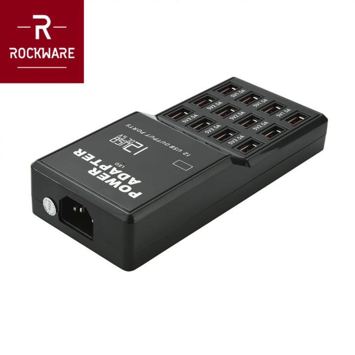 ROCKWARE W-858 - 5V 12A Smart Fast Charging 12 Ports USB Charger