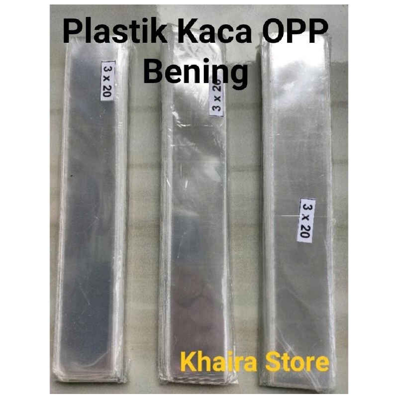 

3 cm × 20 cm (100 lembar) Plastik Kaca OPP Bening Polos, Plastik souvenir kecil