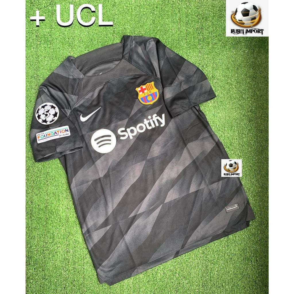 Jersey Baju Bola Barca Kiper Goalkeeper Hitam Black 2023 2024 Grade Ori