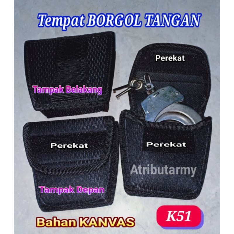 Tempat Sarung Borgol Tangan Security Satpam Polri Polisi Kanvas Ikat Pinggan Perlengkapan Satpam Security