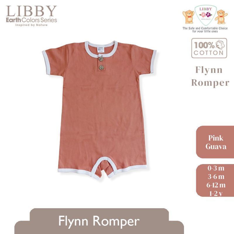 Libby 0-2 Tahun Romper Earth Series Flynn Romper Anak Bayi Premium Quality-FLYNN Pink Guava