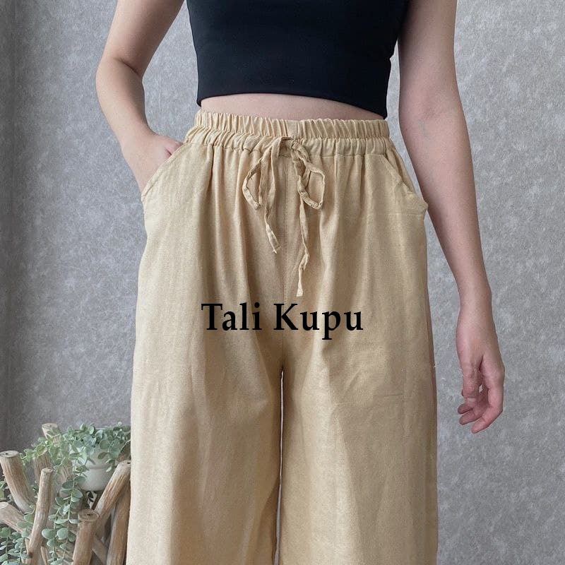 Celana Kulot Rayon Wanita Resleting Kancing Highwaist Premium