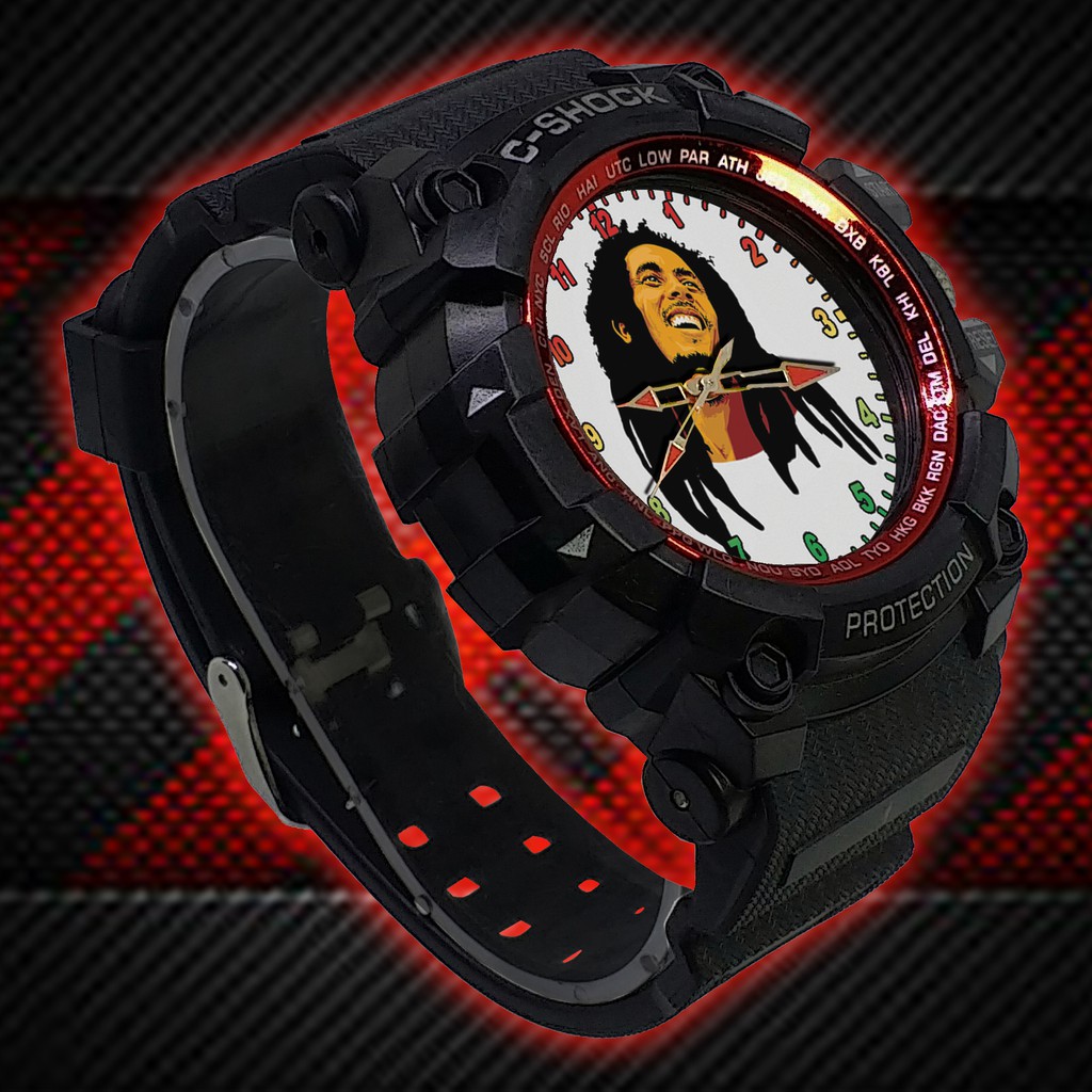 (ISTIMEWA BOSSQUE) JAM TANGAN BOB MARLEY LIST MERAH - EXCLUSIVE 5