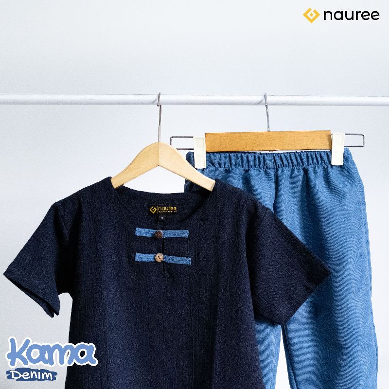 Nauree - Baju Setelan Anak Laki Laki Kama Untuk Usia 1 2 3 4 5 6 7 8 Tahun Warna Mustard Demin Polos Bahan Linen Crinkle &amp; Baby Coduroy Kualitas Premium Untuk Jalan Jalan Lembut Modern Lucu Trendy Murah Jahitan Rapih