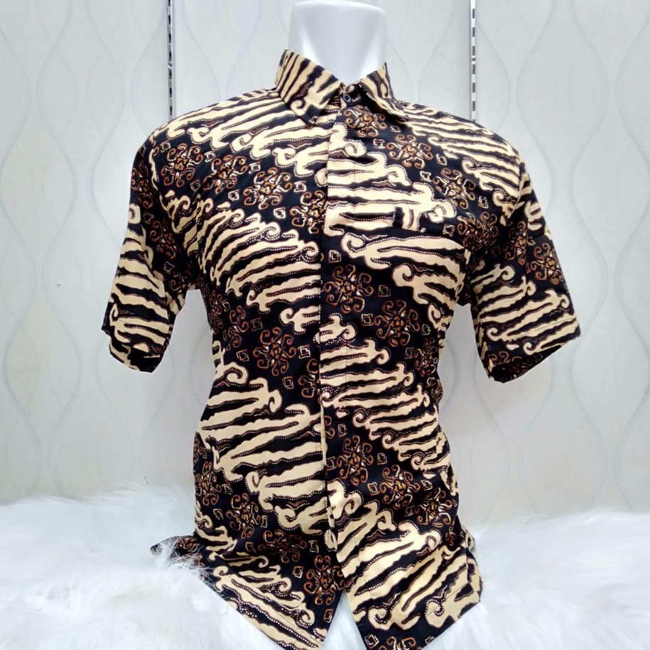 KEMEJA BATIK PRIA / KEMEJA MOTIF BATIK LENGAN PANJANG DAN LENGAN PENDEK MOTIF LERENG CHOCO / COKLAT