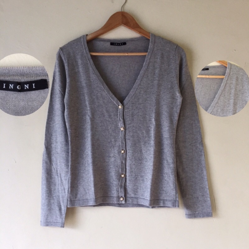 [BISA COD✅] Cardigan Thrift/Knitwear Rajut Atasan Wanita All Brand-Ingni basic grey