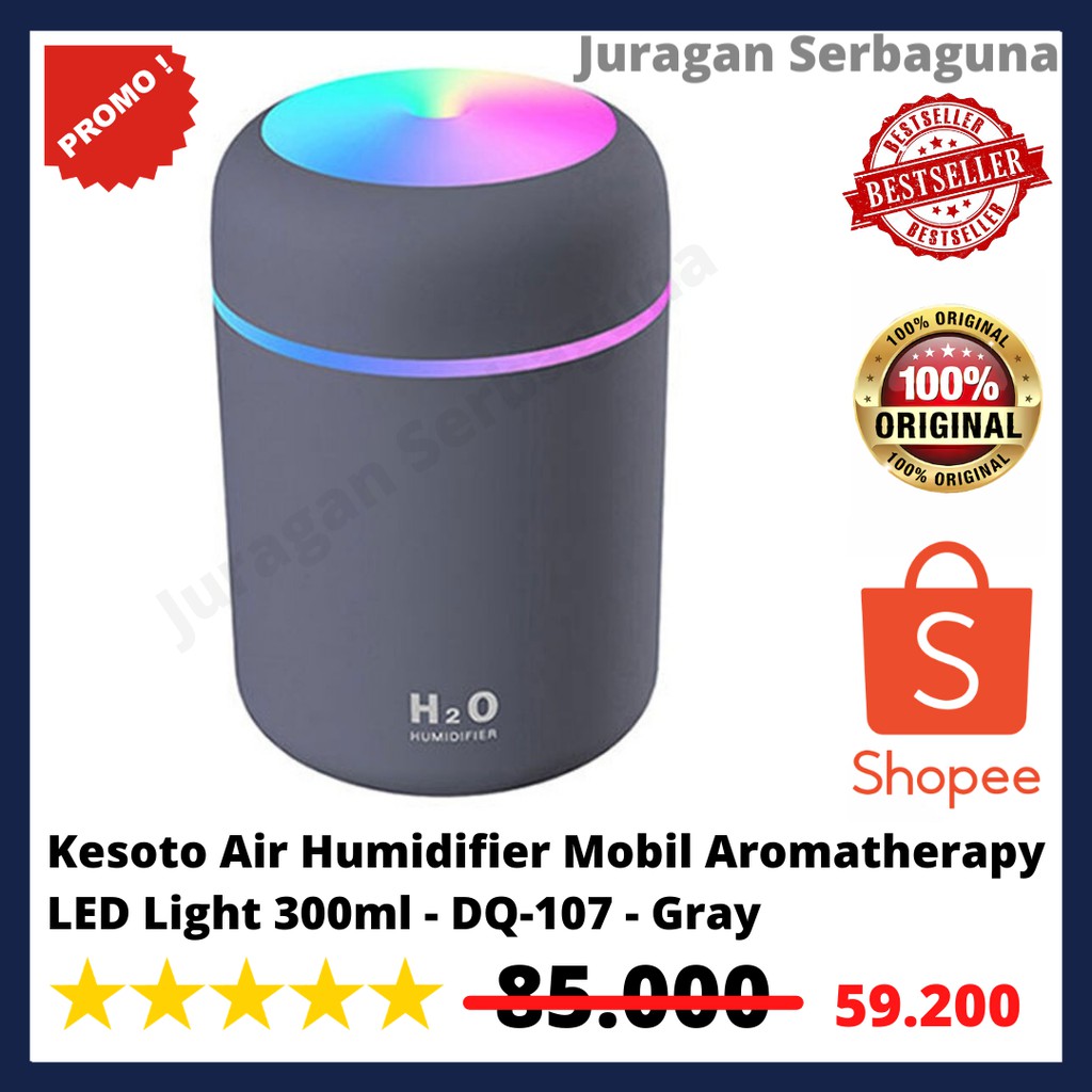 Kesoto Air Humidifier Mobil Aromatherapy Oil Diffuser LED Light 300ml - DQ-107 - Gray