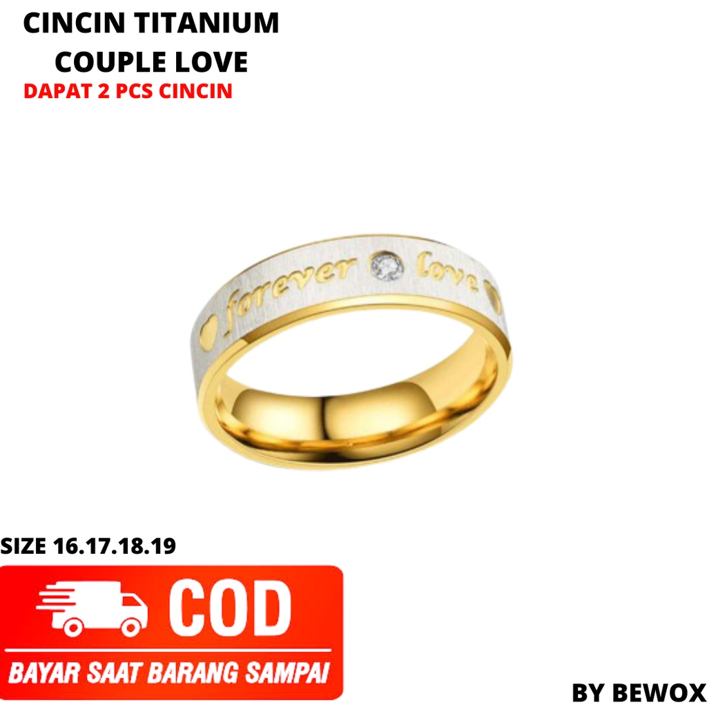 CINCIN Titanium Pria Wanita Titanium LOVE  DAPAT 2 PCS Cincin Cinta Cincin Pasangan Kekasih Cincin  Pernikahan