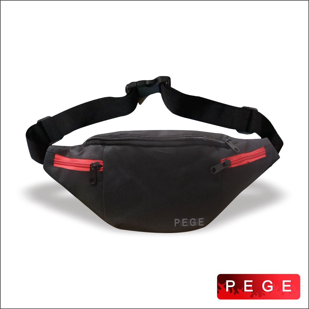 Tas Selempang Waistbag Pria Slempang Bahu Polos Hitam Model Simpel Kasual - PG 8891