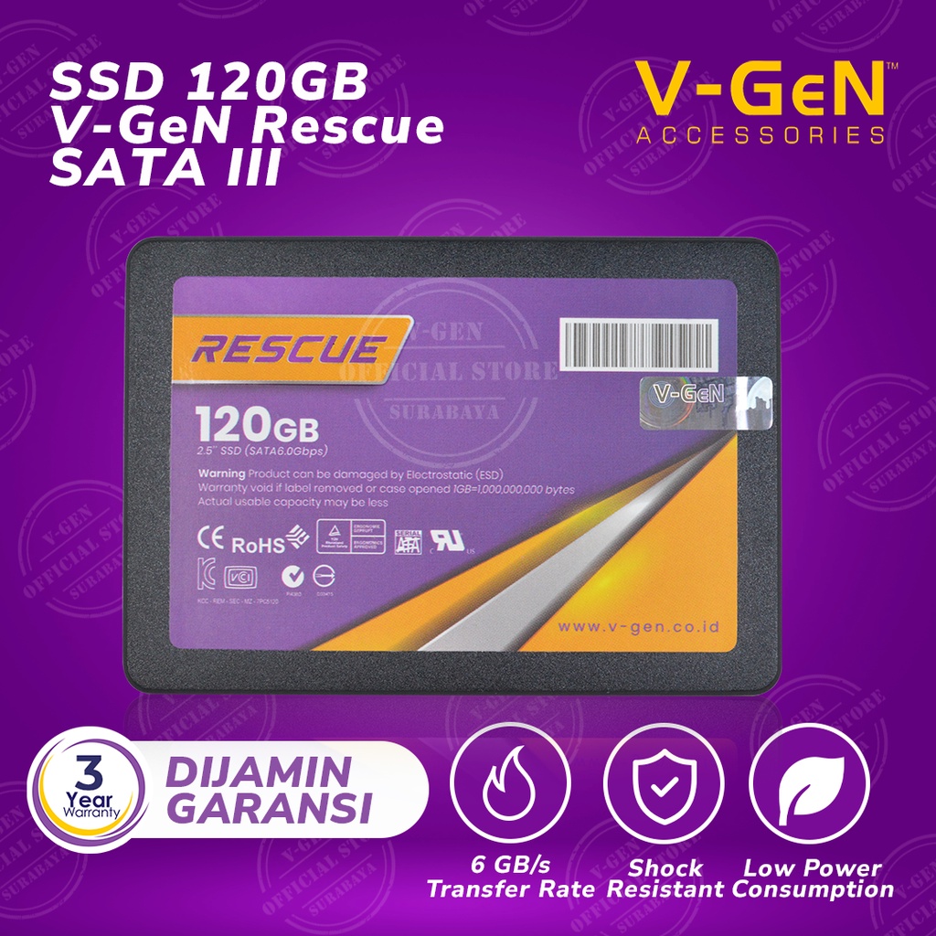 SSD V-GeN Rescue 120GB SATA 3 Solid State Drive 2.5&quot; Inch VGEN