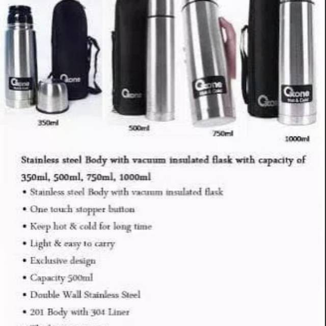 Oxone Vacuum Flask/ Thermos Oxone Stainles OX1.0 (1Liter)