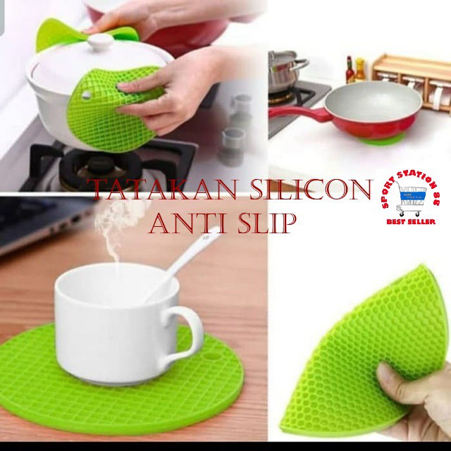 Tatakan Silicon Anti Slip / Tatakan Piring Panci Anti Panas / Tatakan Alas Silikon Bulat